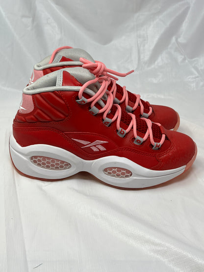 Reebok Question Mid Girls Sneakers – Size 6.5, Scarlet/Light Pink/White