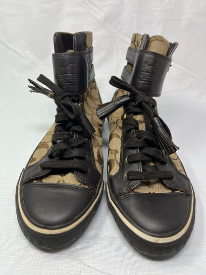 Coach Fizzle High Top Womens Size 10B Dark Brown Athletic Buckle Shoes Sneakers