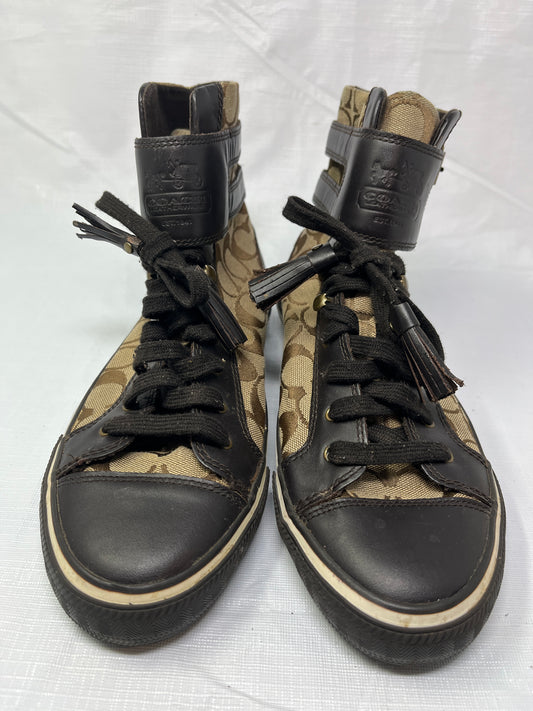 Coach Fizzle High Top Womens Size 10B Dark Brown Athletic Buckle Shoes Sneakers
