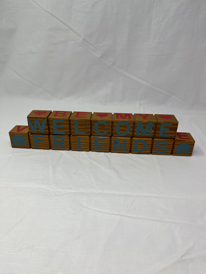 Reversible Wooden Letter Blocks Merry Christmas Easter Greetings Be My Valentine Welcome Friends