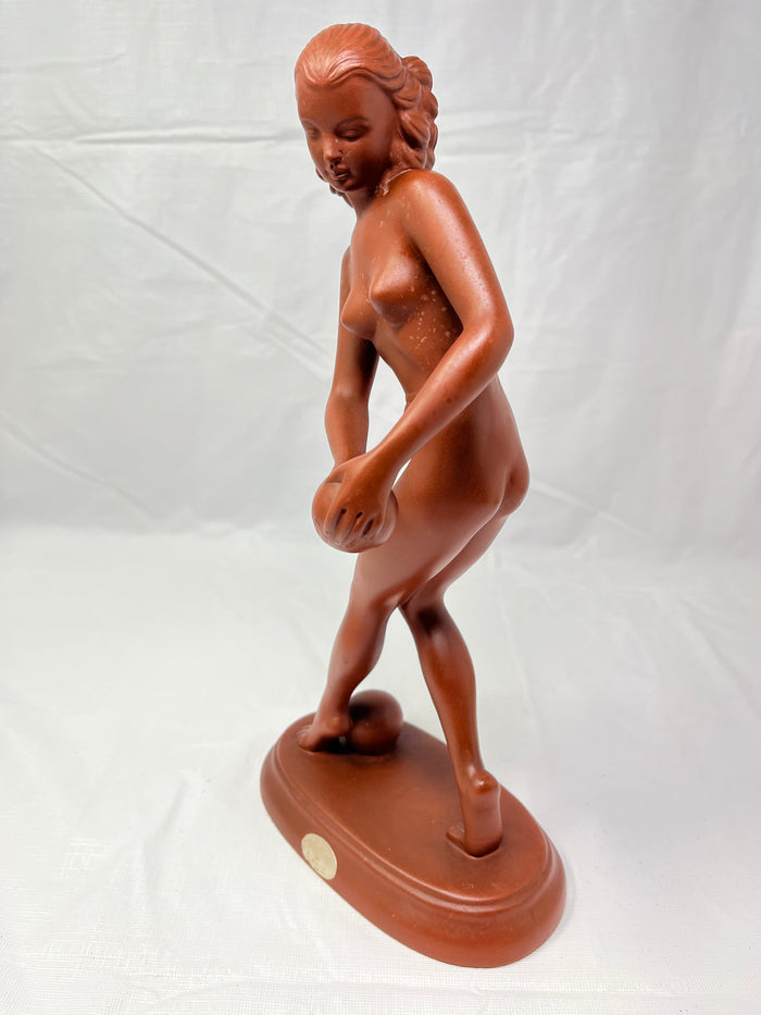 Art Deco Terracotta Nude Dancer Figurine Goldscheider Style G545 11.5 Inch