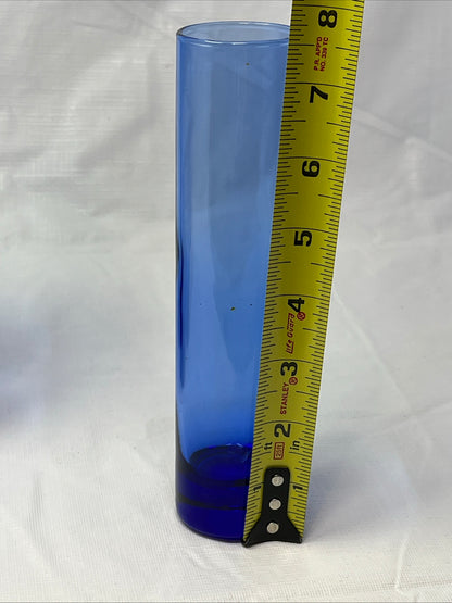 Vintage Libbey Cobalt Blue Bud Vases Set of 5 7.5" Flute