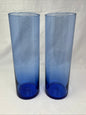 Vintage Libbey Glass Cobalt Blue Vase Set of 2 10.5" Tall x 3.5" – Original Sticker – Excellent Condition