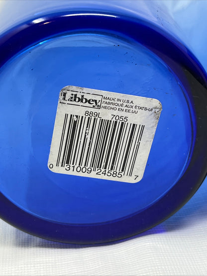 Vintage Libbey Glass Cobalt Blue Vase Set of 2 10.5" Tall x 3.5" – Original Sticker – Excellent Condition