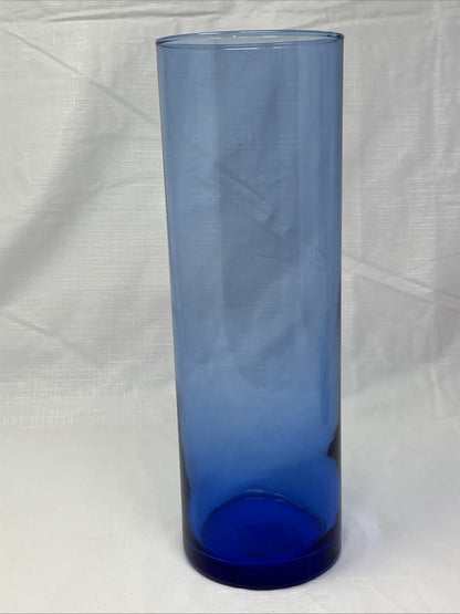 Vintage Libbey Glass Cobalt Blue Vase Set of 2 10.5" Tall x 3.5" – Original Sticker – Excellent Condition