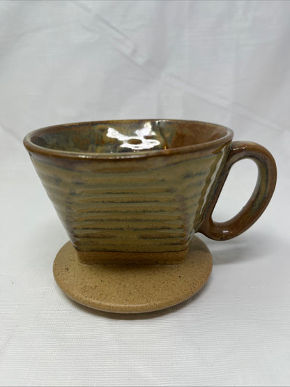 World Market Stone/Brown Ceramic Pour‑Over Coffee Dripper