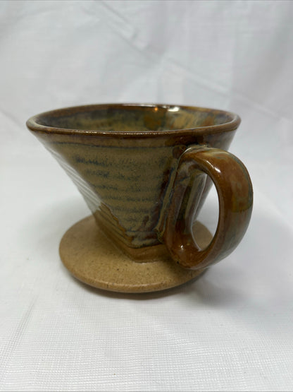 World Market Stone/Brown Ceramic Pour‑Over Coffee Dripper