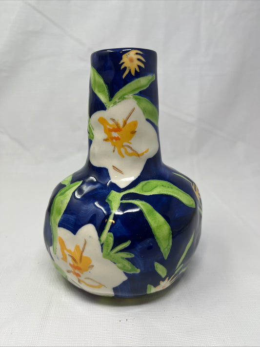 Leah Reena Goren for Anthropologie Floral Ceramic Vase 6.5" Tall Excellent Condition