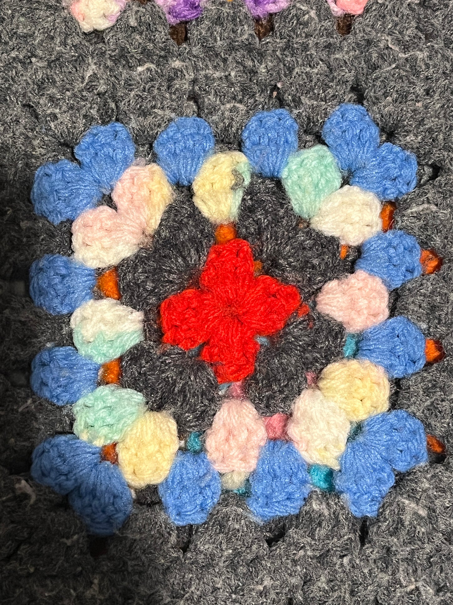 Handmade Crochet Granny Square Afghan Throw 6x4 ft Multicolor Vintage Style