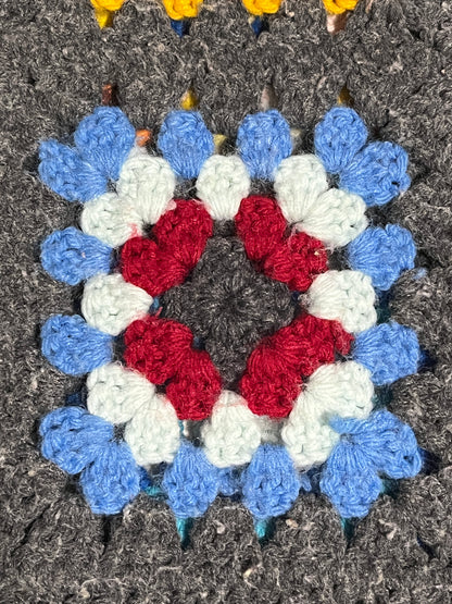 Handmade Crochet Granny Square Afghan Throw 6x4 ft Multicolor Vintage Style