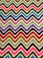 Vintage Handmade Chevron Afghan Blanket 80x54 Multicolor Red Fringe